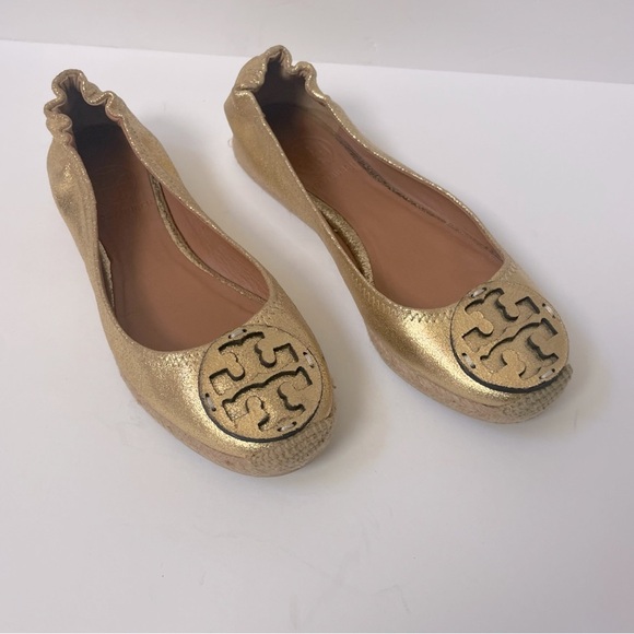 Tory Burch Reva Gold Ballet Flats Sz 6 - Picture 7 of 13